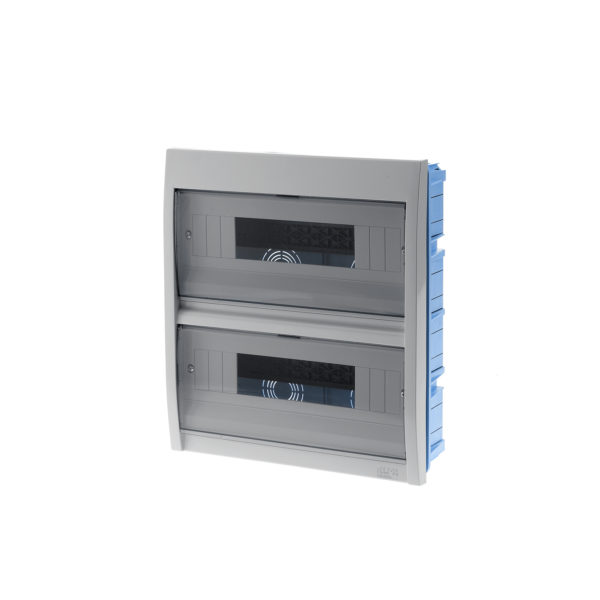 COFFRET A ENCASTRER 24-28 MODULES IP40 GRIS PORTE FUMÉE